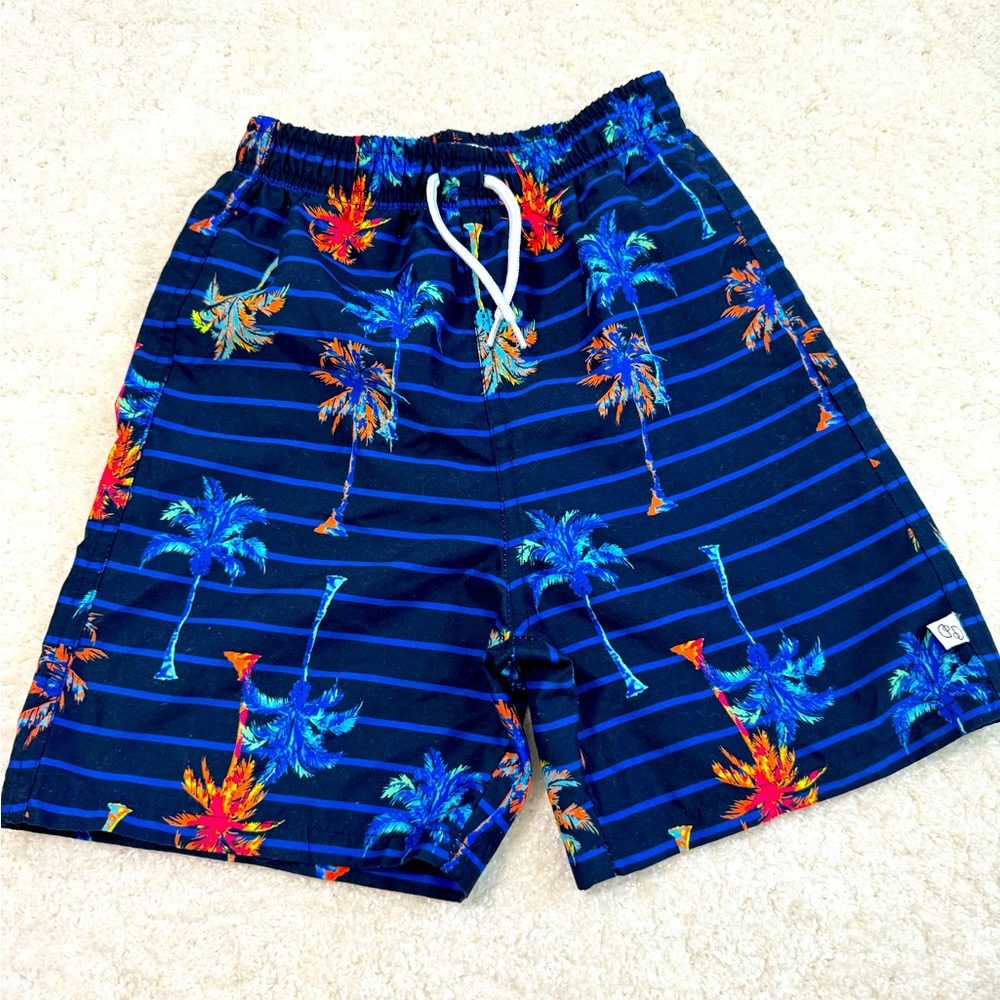 Boys (sz5) Flapdoodles Blue Palm Tree swim shorts
